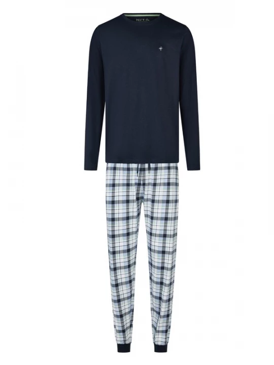 Foto van product Phil & Co. Berlin Pyjama lang ' Classics ' donkerblauw / offwhite