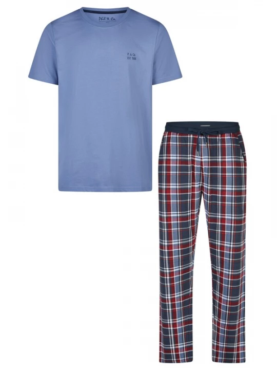 Foto van product Phil & Co. Berlin Pyjama lang 'Essential' blauw