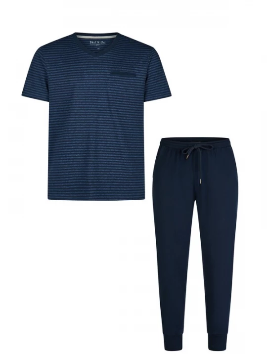 Foto van product Phil & Co. Berlin Pyjama lang 'Essential' blauw denim