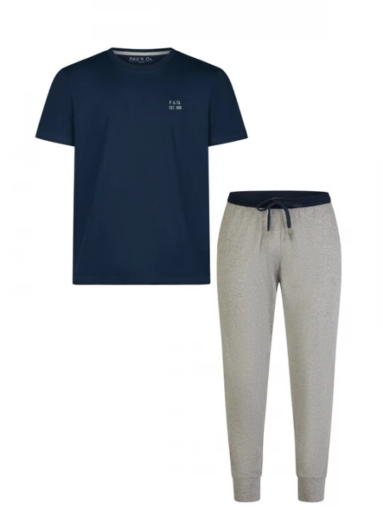 Foto van product Phil & Co. Berlin Pyjama lang 'Essential' donkerblauw