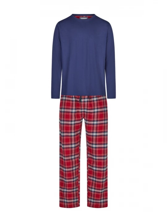 Foto van product Phil & Co. Berlin Pyjama lang 'Flanell' blauw / rood
