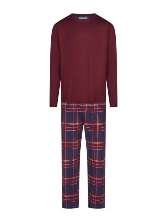 Foto van product Phil & Co. Berlin Pyjama lang ' Flanell ' gemengde kleuren / donkerrood