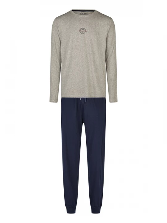 Foto van product Phil & Co. Berlin Pyjama lang ' Great Bay ' donkerblauw / grijs