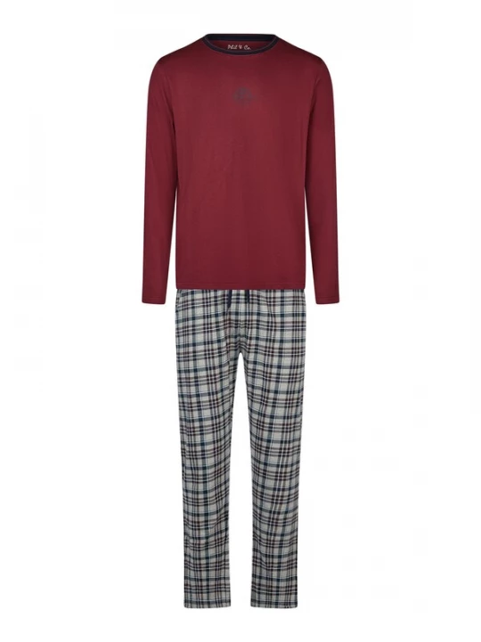 Foto van product Phil & Co. Berlin Pyjama lang ' Great Bay ' grijs / bordeaux