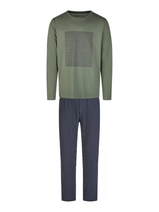 Foto van product Phil & Co. Berlin Pyjama lang 'Lifestyle' navy / spar