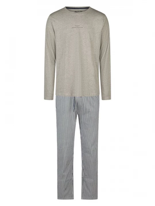 Foto van product Phil & Co. Berlin Pyjama lang ' Weekend Collection ' beige / grijs gemêleerd / wit