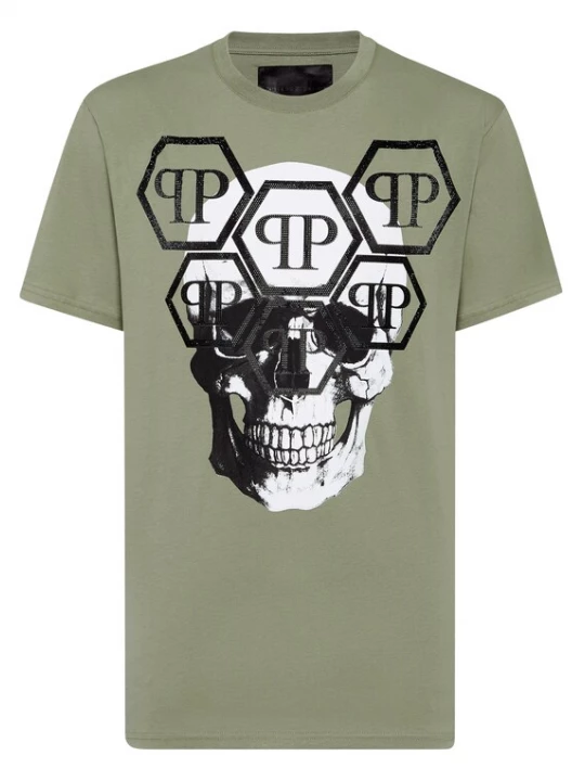 Foto van product Philipp Plein Shirt 'Skull' kaki / zwart / wit