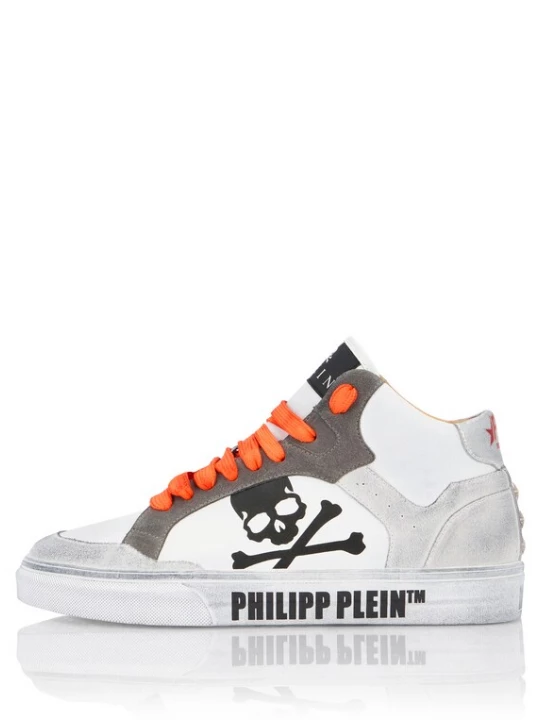 Foto van product Philipp Plein Sneakers hoog 'Retrokickz' grijs / donkergrijs / kreeft / wit