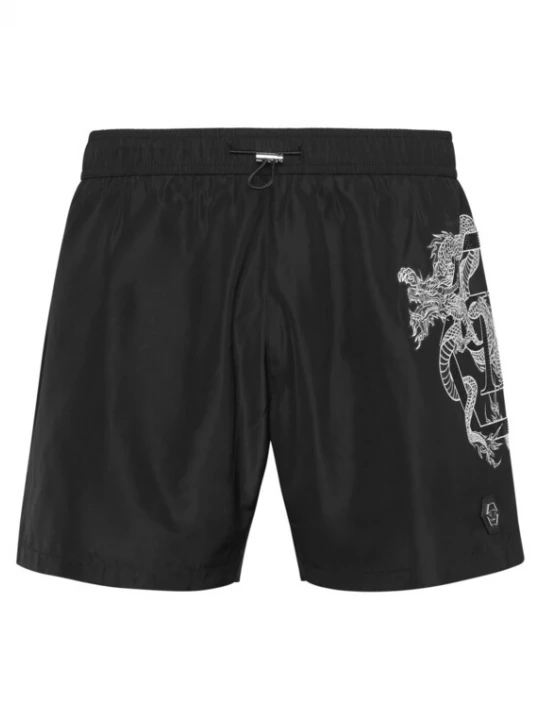 Foto van product Philipp Plein Zwemshorts 'Dragon' zwart / wit