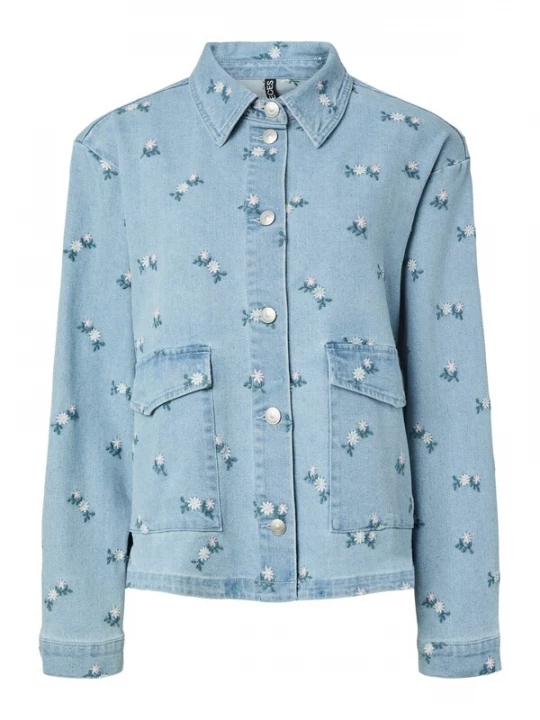 Foto van product PIECES Blouse 'PCFlora' blauw / grasgroen / wit