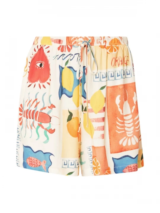 Foto van product PIECES Broek 'PCKLARISA' azuur / limoen / oranje / natuurwit