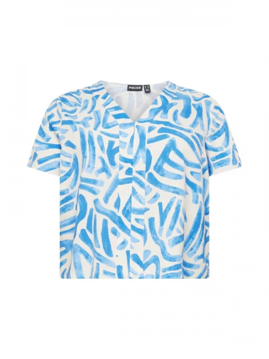 Foto van product PIECES Curve Shirt 'PCARLEM' ecru / blauw / lichtblauw