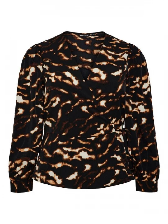 Foto van product PIECES Curve Top 'Adelena' beige / bruin / zwart