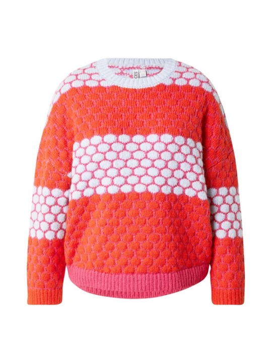 Foto van product PIECES Curve Trui 'PCJANEL' lichtblauw / donkeroranje / pastelroze