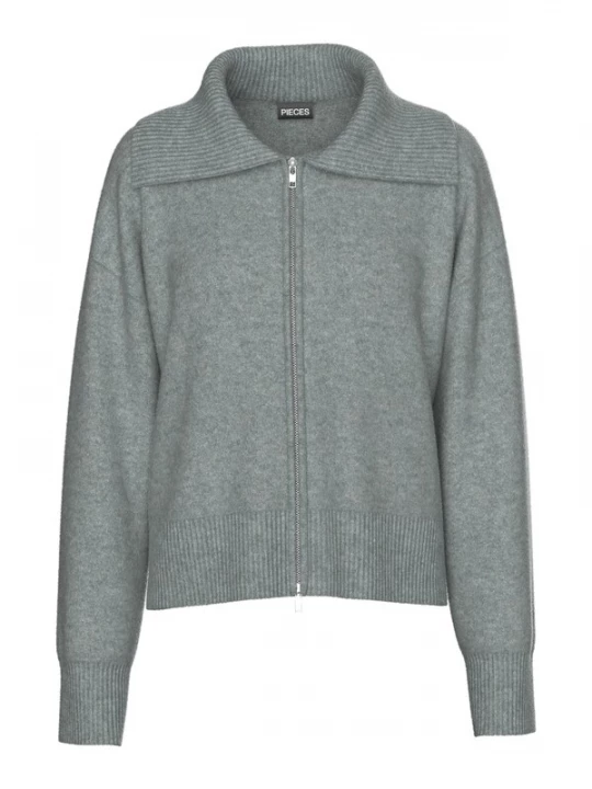 Foto van product PIECES Gebreid vest grijs gemêleerd