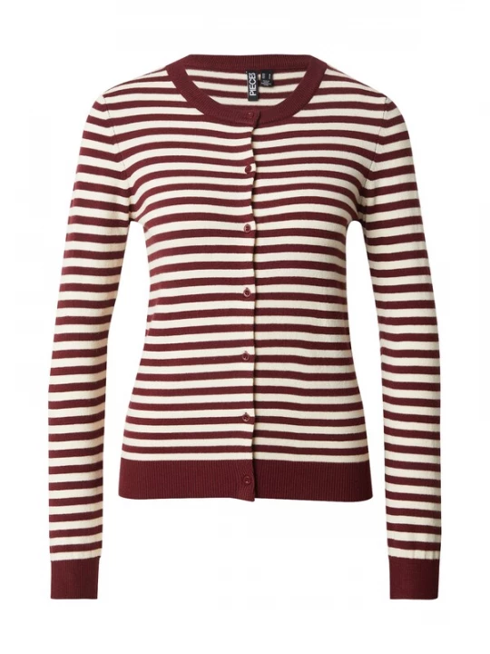 Foto van product PIECES Gebreid vest 'PCNora' crème / karmijnrood