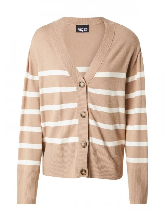 Foto van product PIECES Gebreid vest 'PCSIA' donkerbeige / wit