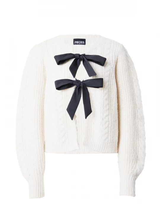 Foto van product PIECES Gebreid vest 'Row' ecru / zwart