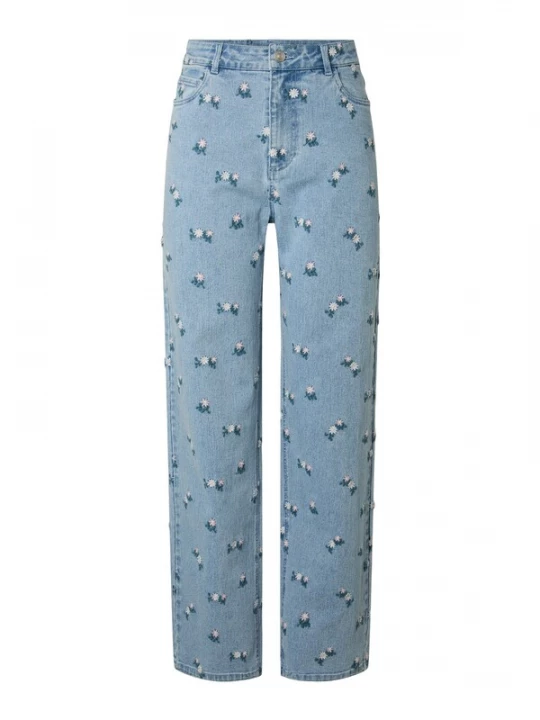 Foto van product PIECES Jeans 'PCFlora' blauw denim / smaragd / rosa / wit