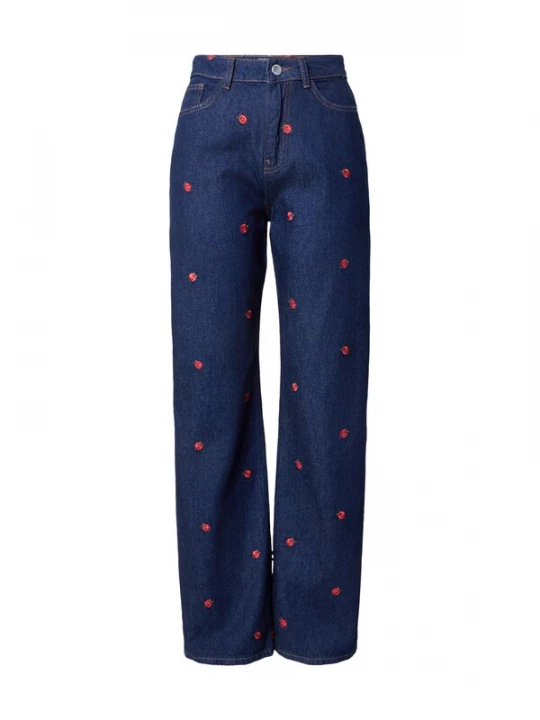 Foto van product PIECES Jeans 'PCJAVA' donkerblauw / donkergroen / rood