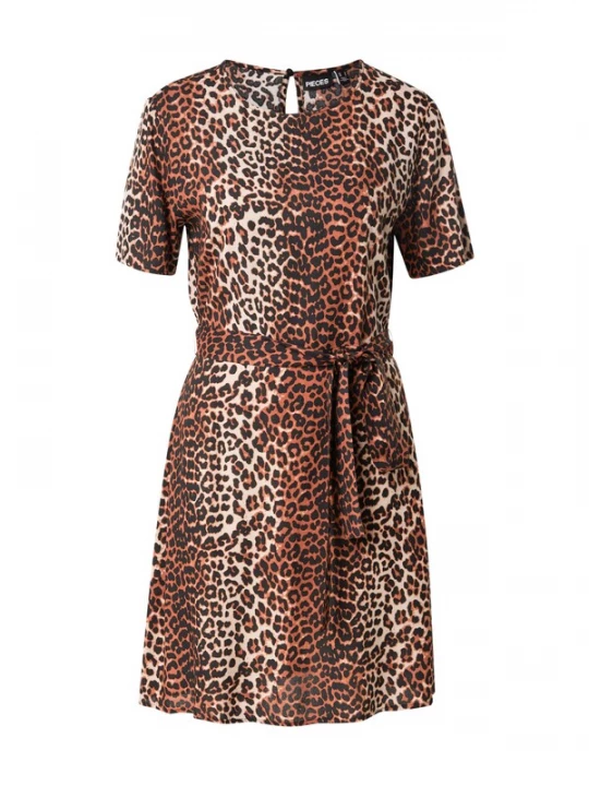 Foto van product PIECES Jurk 'PCNYA' ecru / cognac / zwart