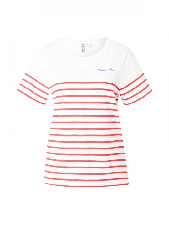 Foto van product PIECES Shirt 'PCAMIA' knalrood / wit