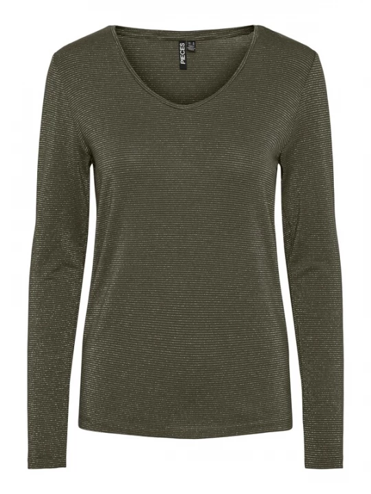 Foto van product PIECES Shirt 'PCBillo' donkergroen / zilver