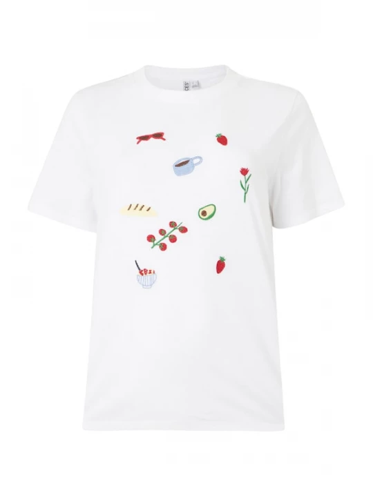 Foto van product PIECES Shirt 'PCGAK' lichtblauw / grasgroen / donkerrood / wit