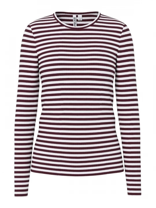 Foto van product PIECES Shirt 'PCLaya' wijnrood / wit