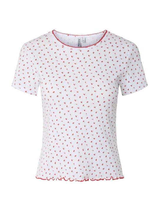 Foto van product PIECES Shirt 'PCMya' groen / kersrood / wit
