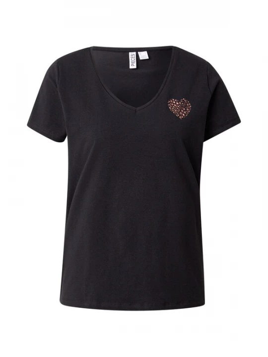 Foto van product PIECES Shirt 'PCNEW BILLY' beige / chocoladebruin / zwart
