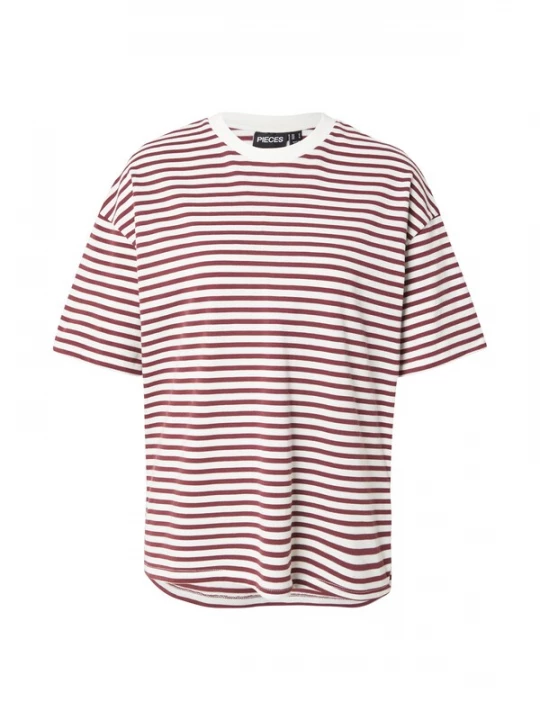Foto van product PIECES Shirt 'PCSadie' bourgogne / wit