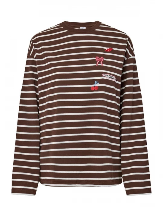 Foto van product PIECES Shirt 'PCSADIE' lichtblauw / bruin / rood / wit