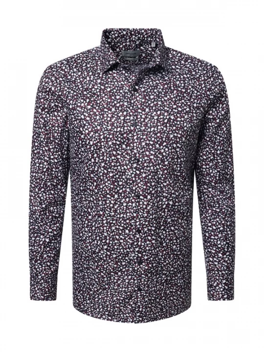 Foto van product PIERRE CARDIN Overhemd 'Kent' nachtblauw / wijnrood / wit