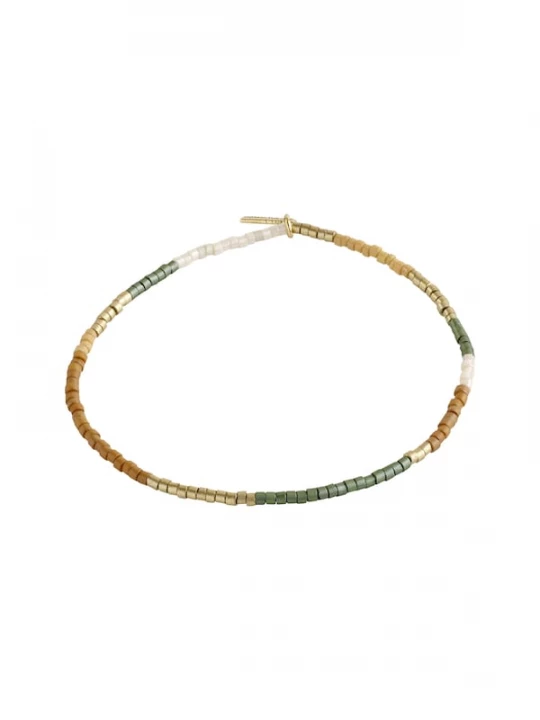 Foto van product Pilgrim Armband 'Alison' camel / goud / groen / parelwit