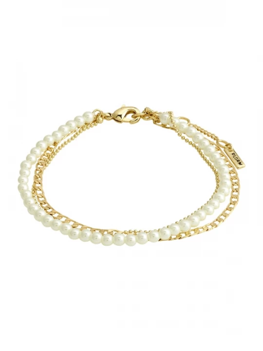 Foto van product Pilgrim Armband 'Baker' goud / parelwit