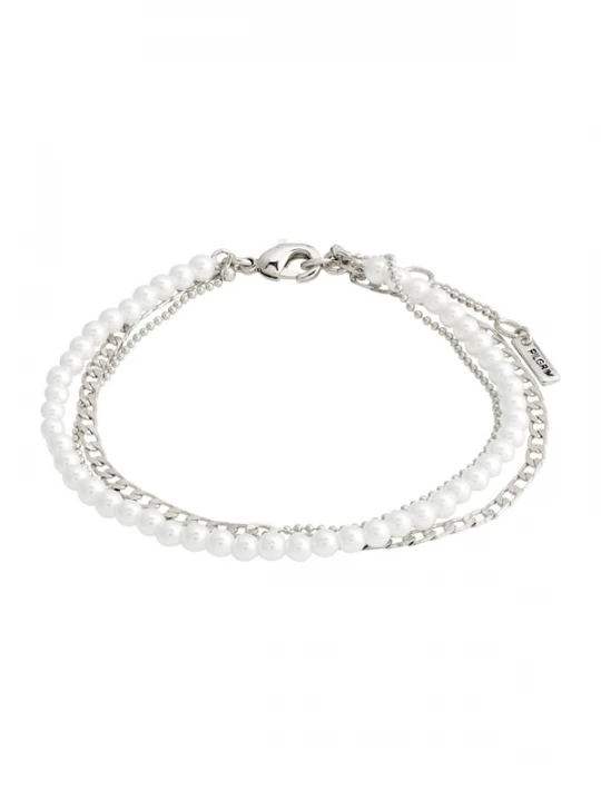 Foto van product Pilgrim Armband 'BAKER' zilver / parelwit