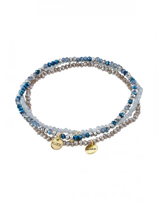 Foto van product Pilgrim Armband 'Indigo' blauw / goud / wit