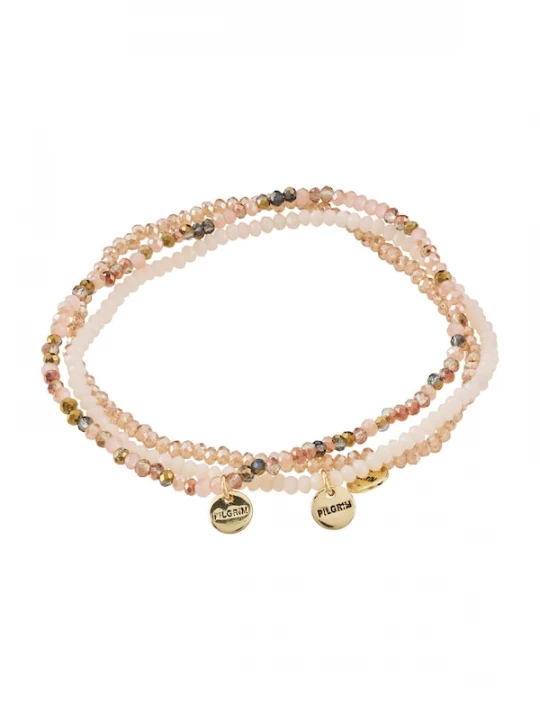 Foto van product Pilgrim Armband 'Indigo' crème / cappuccino / goud / oudroze