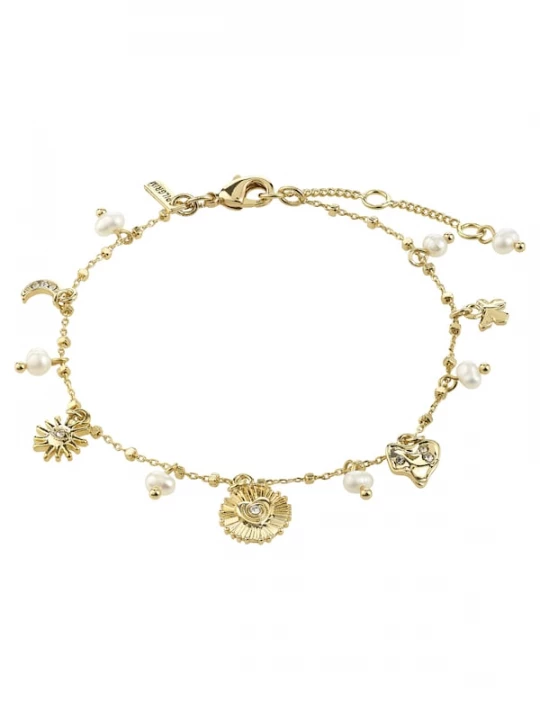 Foto van product Pilgrim Armband 'Mylan' goud / transparant / parelwit