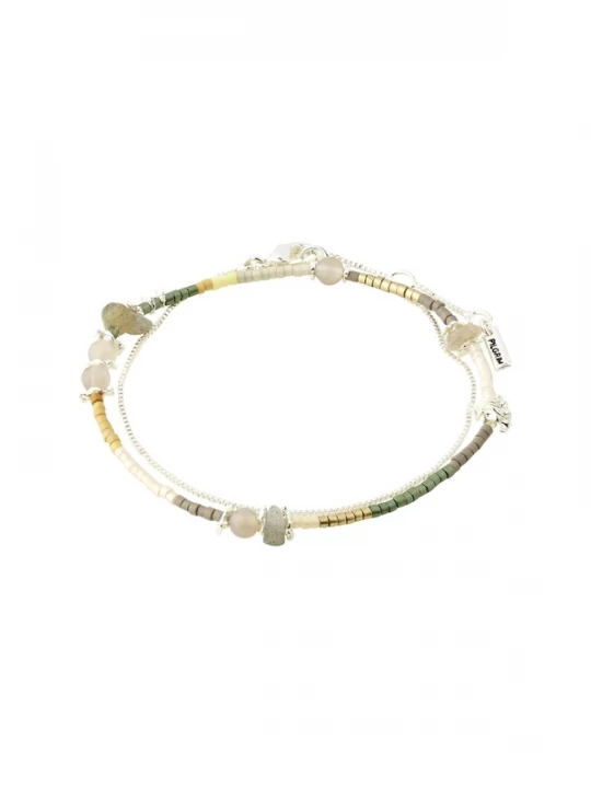 Foto van product Pilgrim Armband 'Pixie' citroen / grijs / olijfgroen / zilver / wit / parelwit