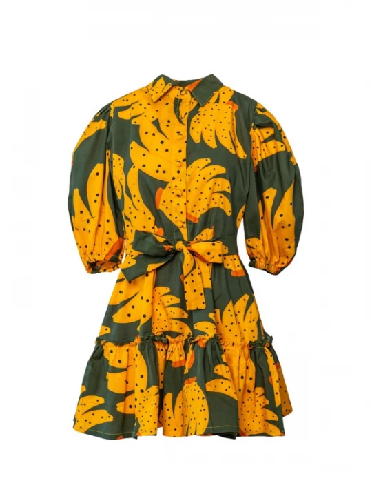 Foto van product Pineapples Don't Have Sleeves Jurk 'Ana Banana' groen