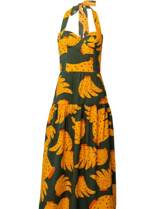 Foto van product Pineapples Don't Have Sleeves Zomerjurk 'Señorita Banana' beige