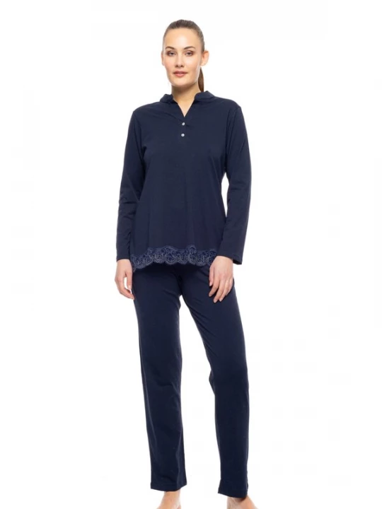 Foto van product Pink Label Pyjama 'PYJAMA NIGHT LOVERS SOLID' blauw