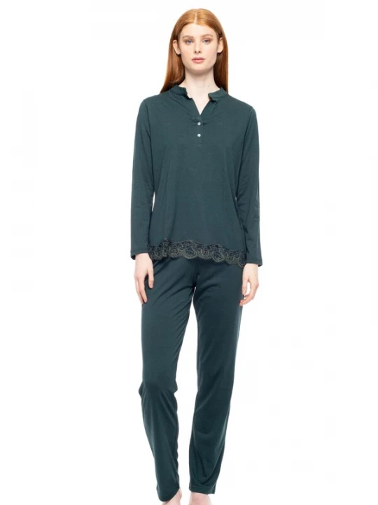 Foto van product Pink Label Pyjama 'PYJAMA NIGHT LOVERS SOLID' groen