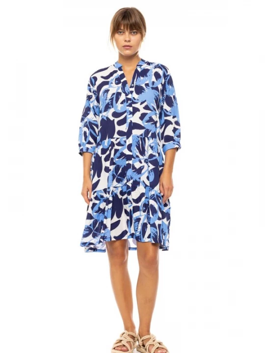 Foto van product Pink Label Zomerjurk 'BEACHWEAR ABSTRACT FLORAL' blauw