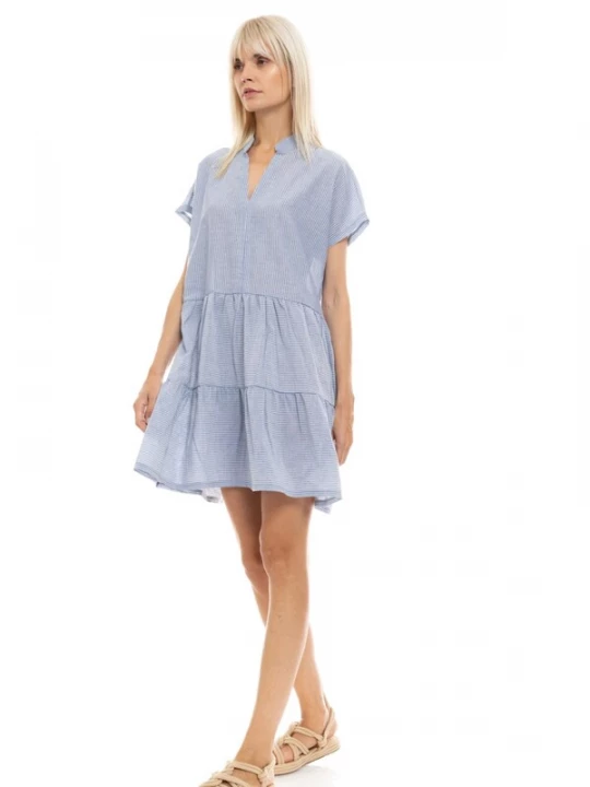 Foto van product Pink Label Zomerjurk 'BEACHWEAR BLUE STRIPE' blauw