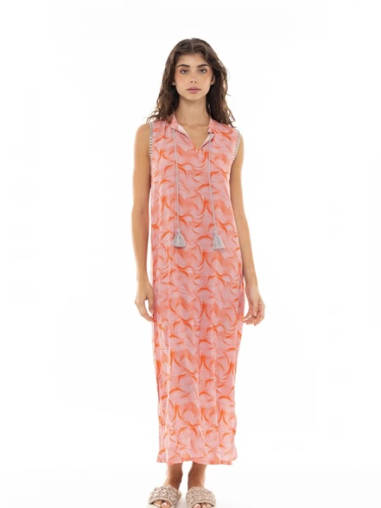 Foto van product Pink Label Zomerjurk 'BEACHWEAR ORANGE WAVES' oranje