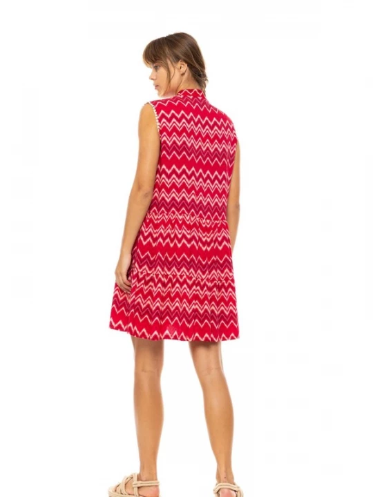 Foto van product Pink Label Zomerjurk 'BEACHWEAR RASBERRY RAINBOW' kersrood