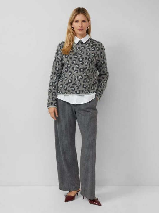 Foto van product Pinstripe broek van stretchy interlock jersey met extra wijde pijpen s.Oliver grijs
